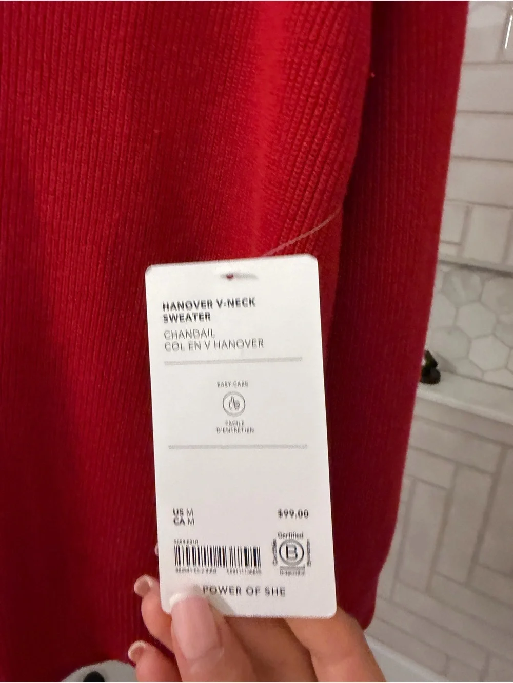 Athleta Red V-Neck Ribbed Sweater - Picture 5 of 9